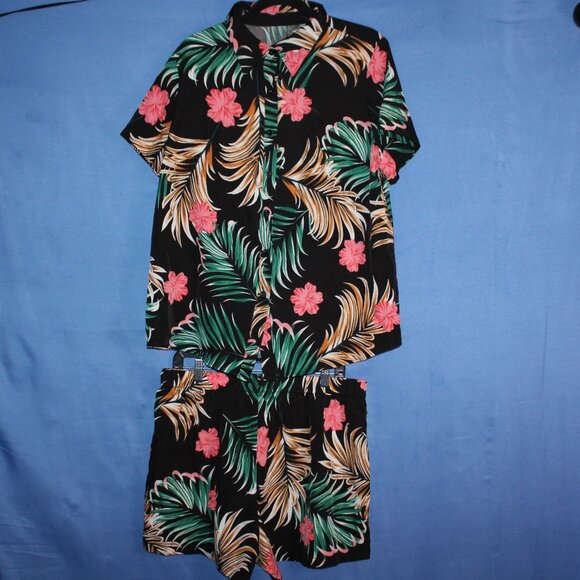 SHEIN CURVE Tropical Shirt and Shorts Co-ord Set 1XL - Picture 3 of 14